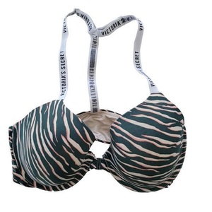 Victoria's Secret T-shirt Bra Front Close Lightly Lined Demi size 34D black pink